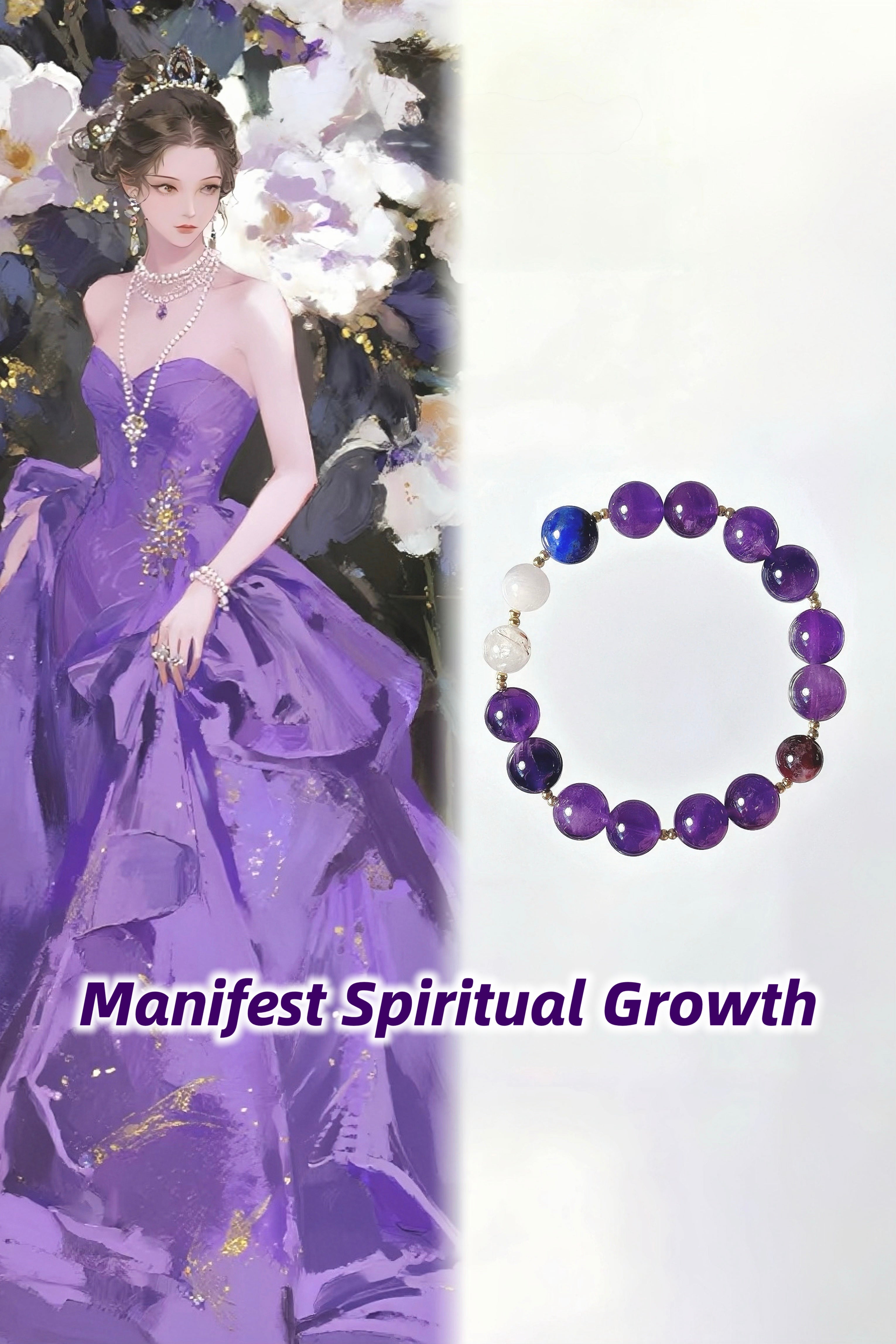 The Queen’s Bracelet Collection 2 | Super Seven, Lapis Lazuli, Amethyst Bracelet – Spiritual Growth