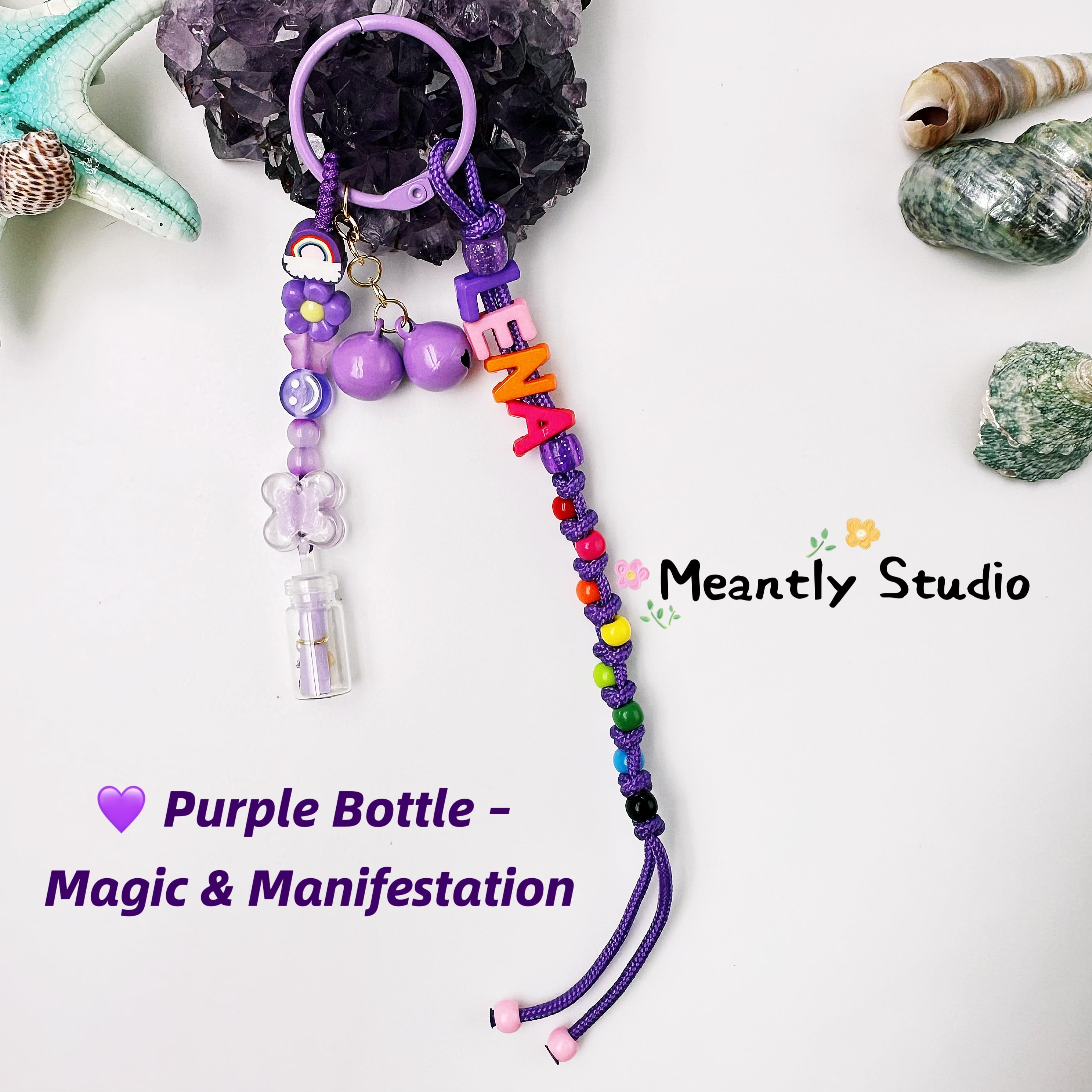 Personalized Wish Bottle Keychain Charm Custom Initial Letter Gift Message in a Bottle for Love Luck Healing Handmade Bag Keyring Keepsake