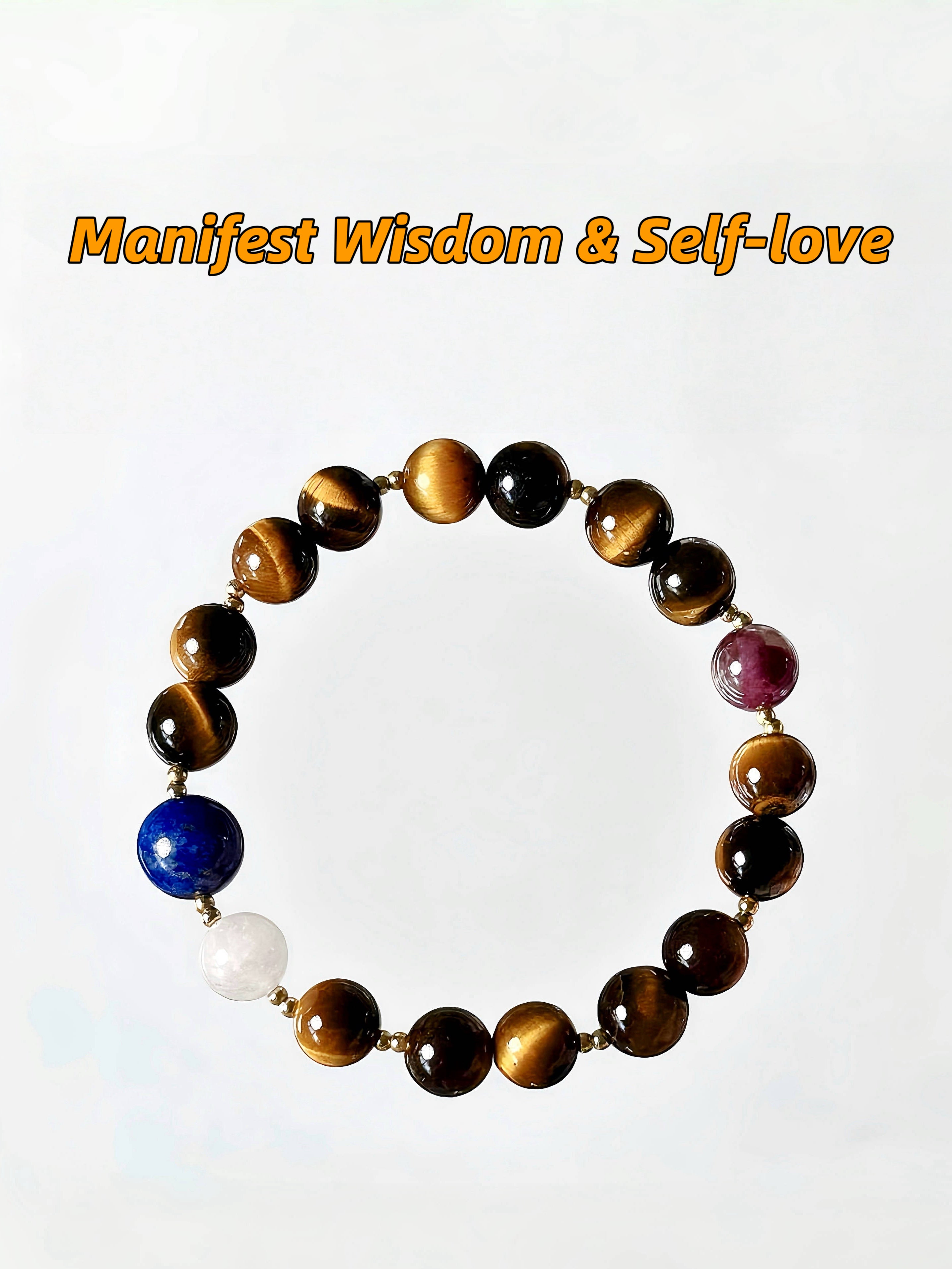 The Queen’s Bracelet Collection 5| Lapis Lazuli Moonstone Bracelet: Tiger's Eye, Tourmaline - Goddess Energy