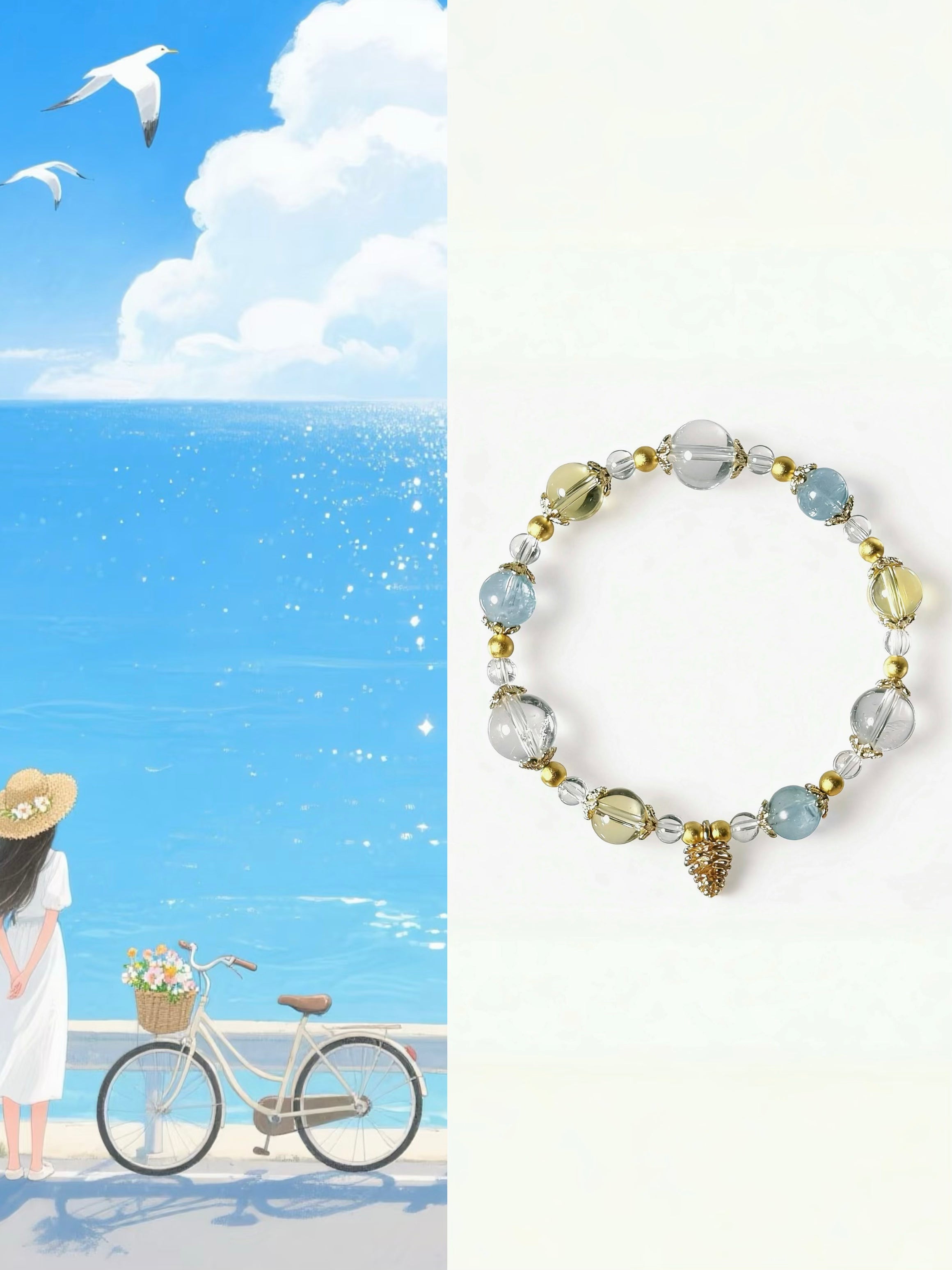 Manifest Wealth Bracelet – Citrine, Aquamarine & Clear Quartz