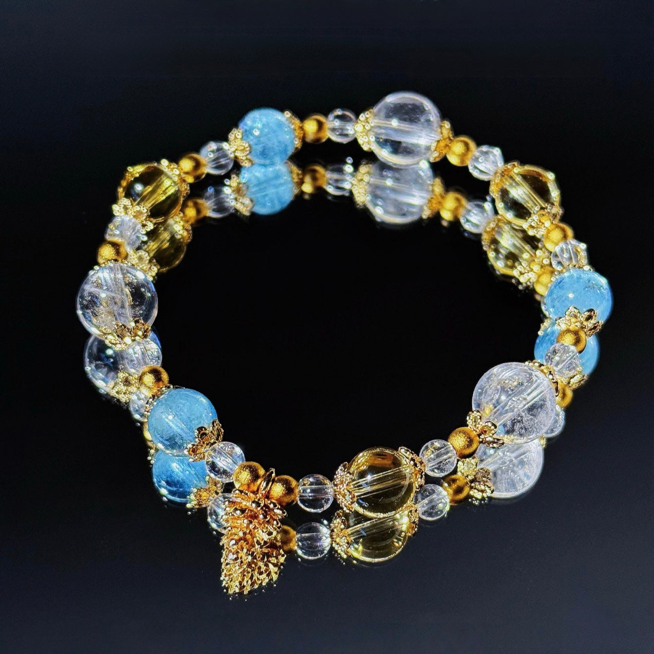 Manifest Wealth Bracelet – Citrine, Aquamarine & Clear Quartz