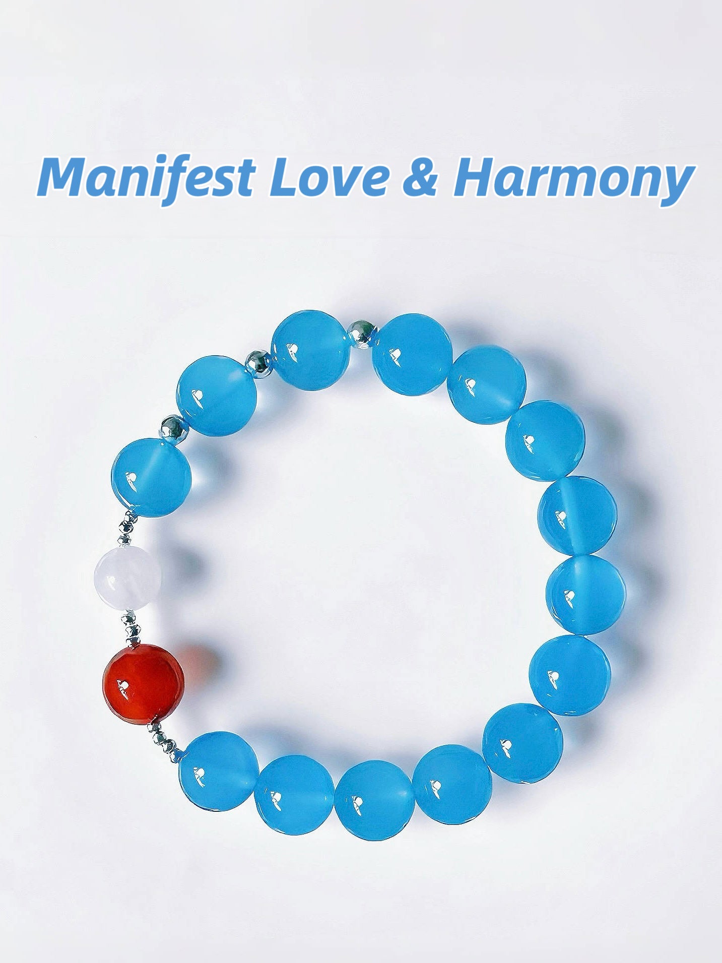 Love Attraction Crystal Bracelet: Blue Agate, Red Agate & Moonstone