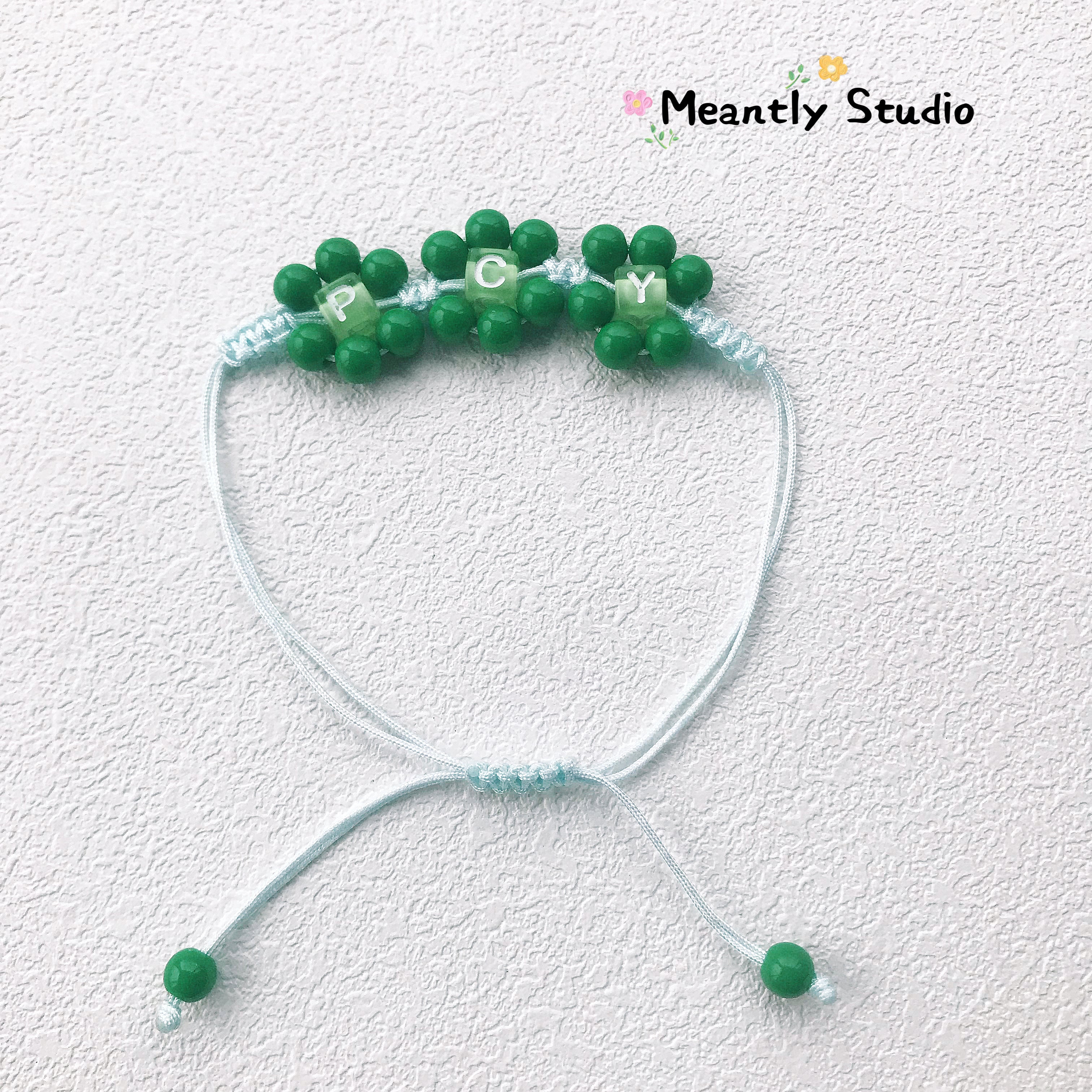 Personalized Beaded Flower Bracelet: Adjustable Macrame Initial Bracelet