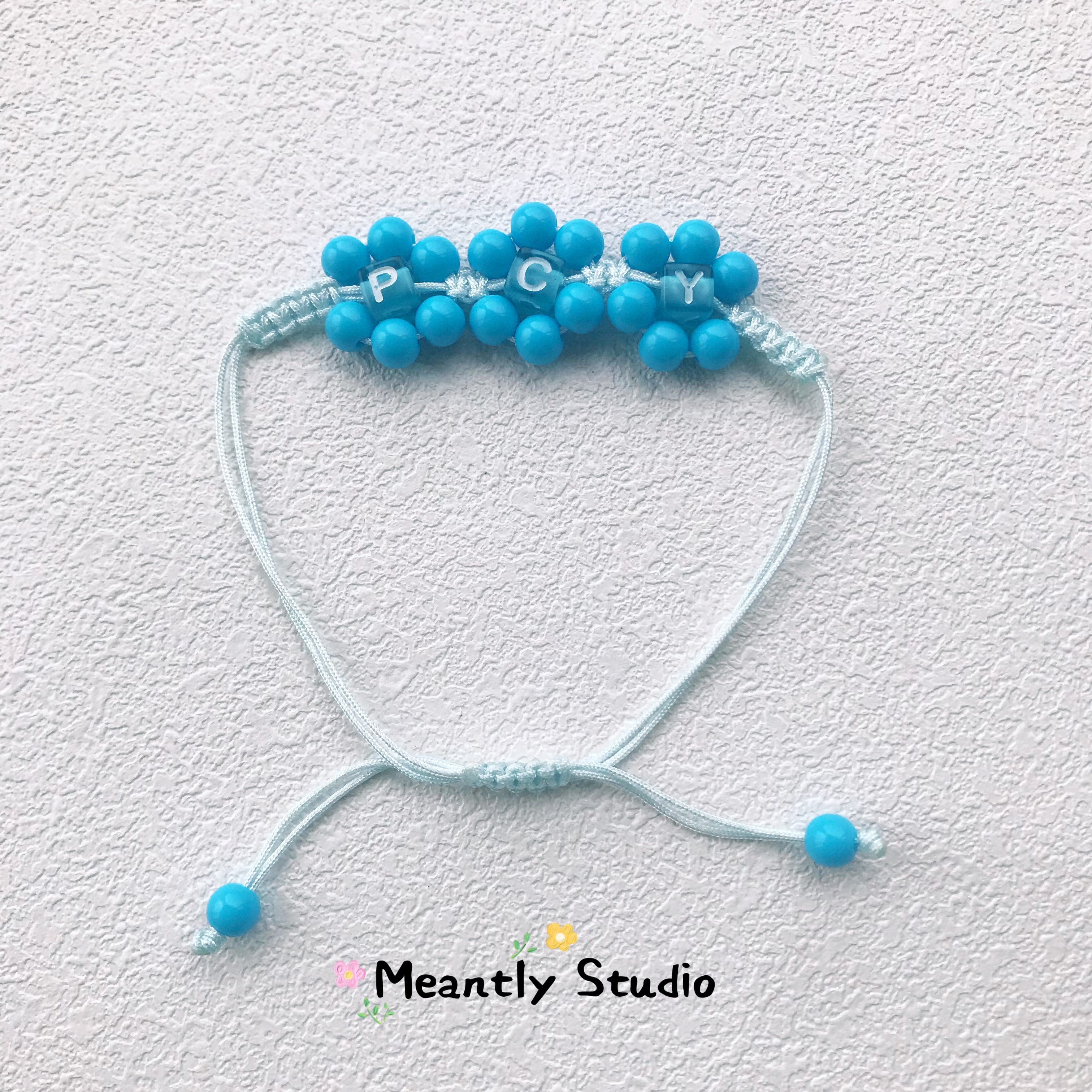 Personalized Beaded Flower Bracelet: Adjustable Macrame Initial Bracelet