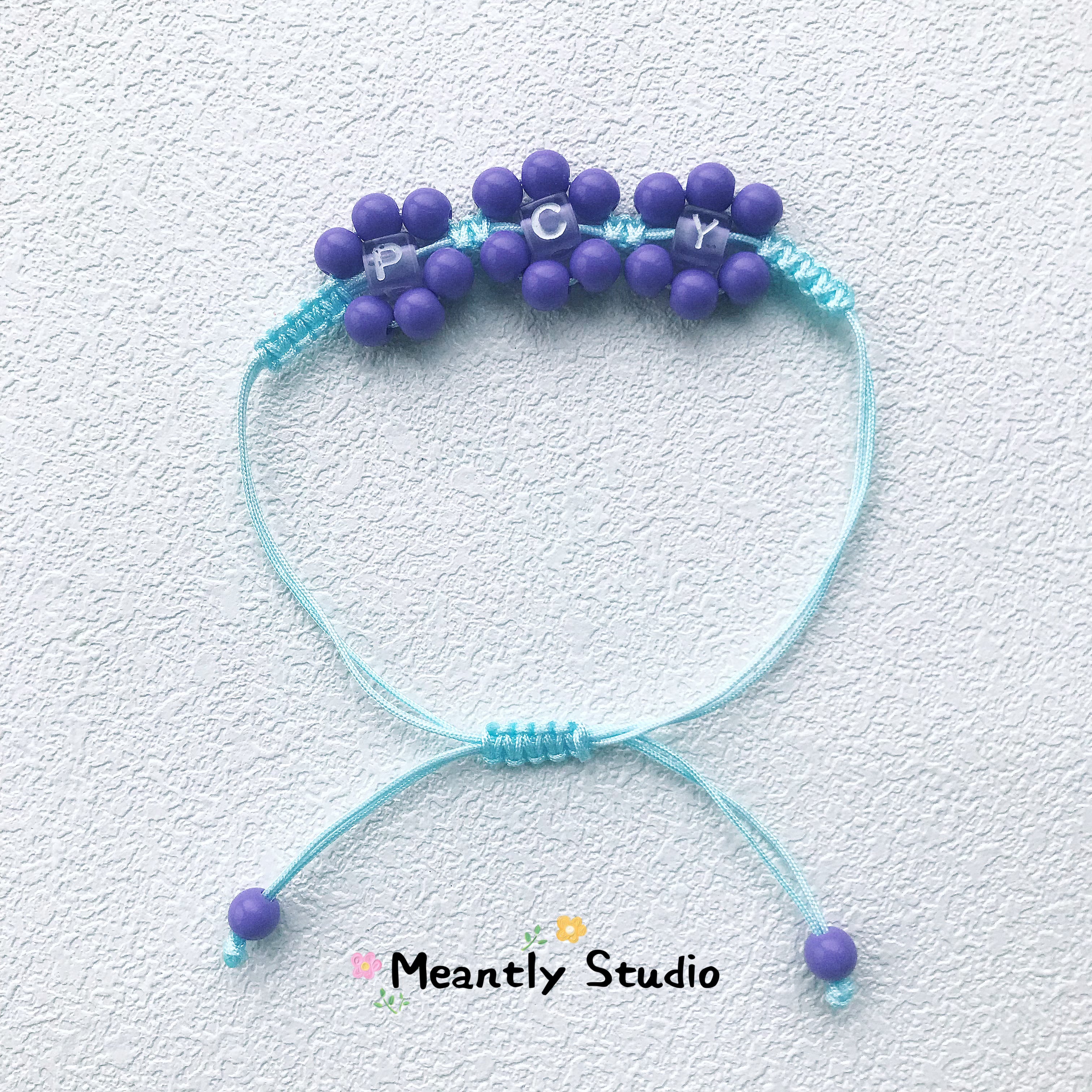 Personalized Beaded Flower Bracelet: Adjustable Macrame Initial Bracelet