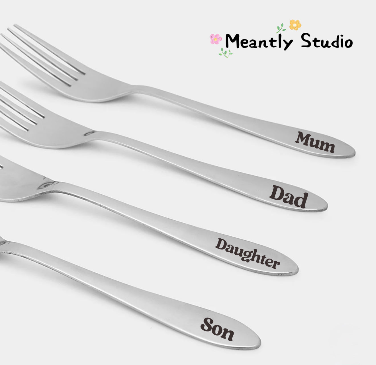 Personalized Engraved Cutlery Set – Custom Name Stainless Steel Knife Fork Spoon, Laser Engraved Flatware Gift for Family or Couple