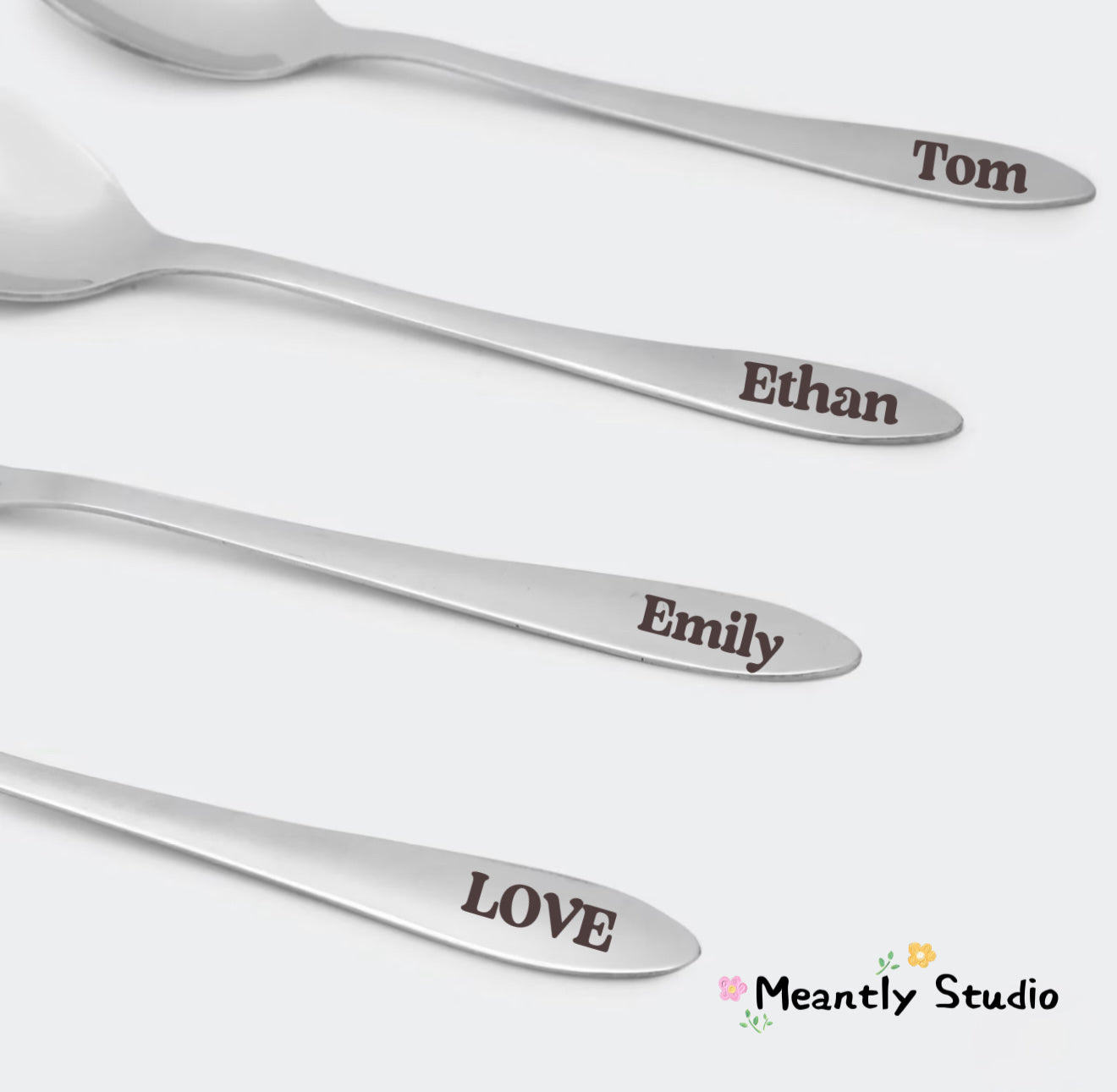 Personalized Engraved Cutlery Set – Custom Name Stainless Steel Knife Fork Spoon, Laser Engraved Flatware Gift for Family or Couple