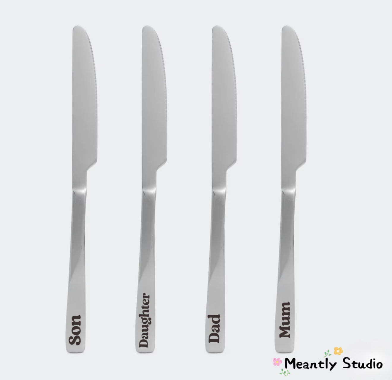 Personalized Engraved Cutlery Set – Custom Name Stainless Steel Knife Fork Spoon, Laser Engraved Flatware Gift for Family or Couple