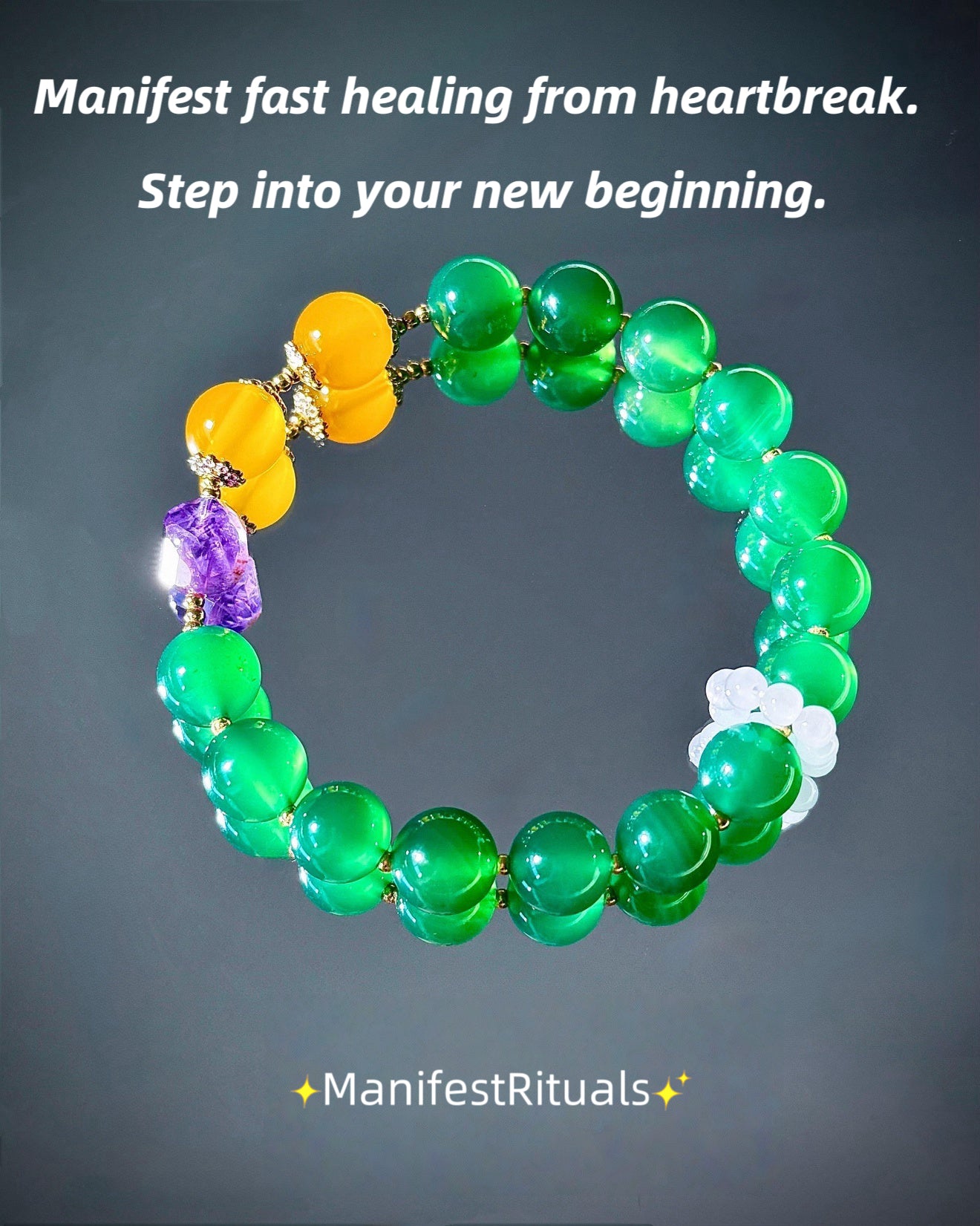 Manifest Fast Healing Bracelet – Green Agate, Yellow Chalcedony & Jade