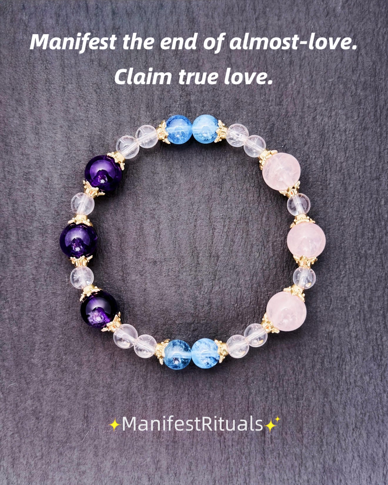 True Love Bracelet – Rose Quartz, Amethyst & Aquamarine