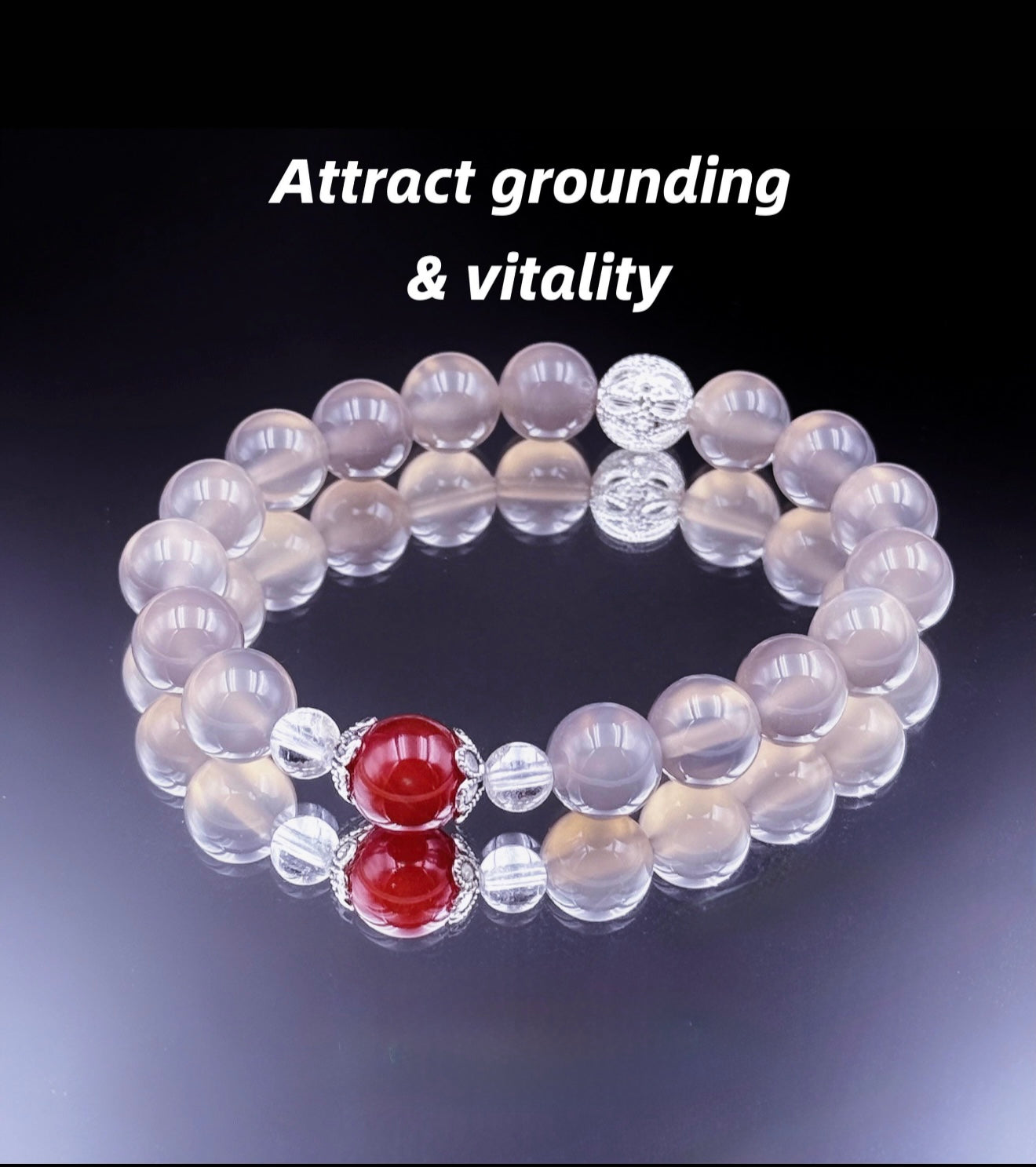 Grounding Bracelet – Grey Agate, Red Agate & Clear Quartz