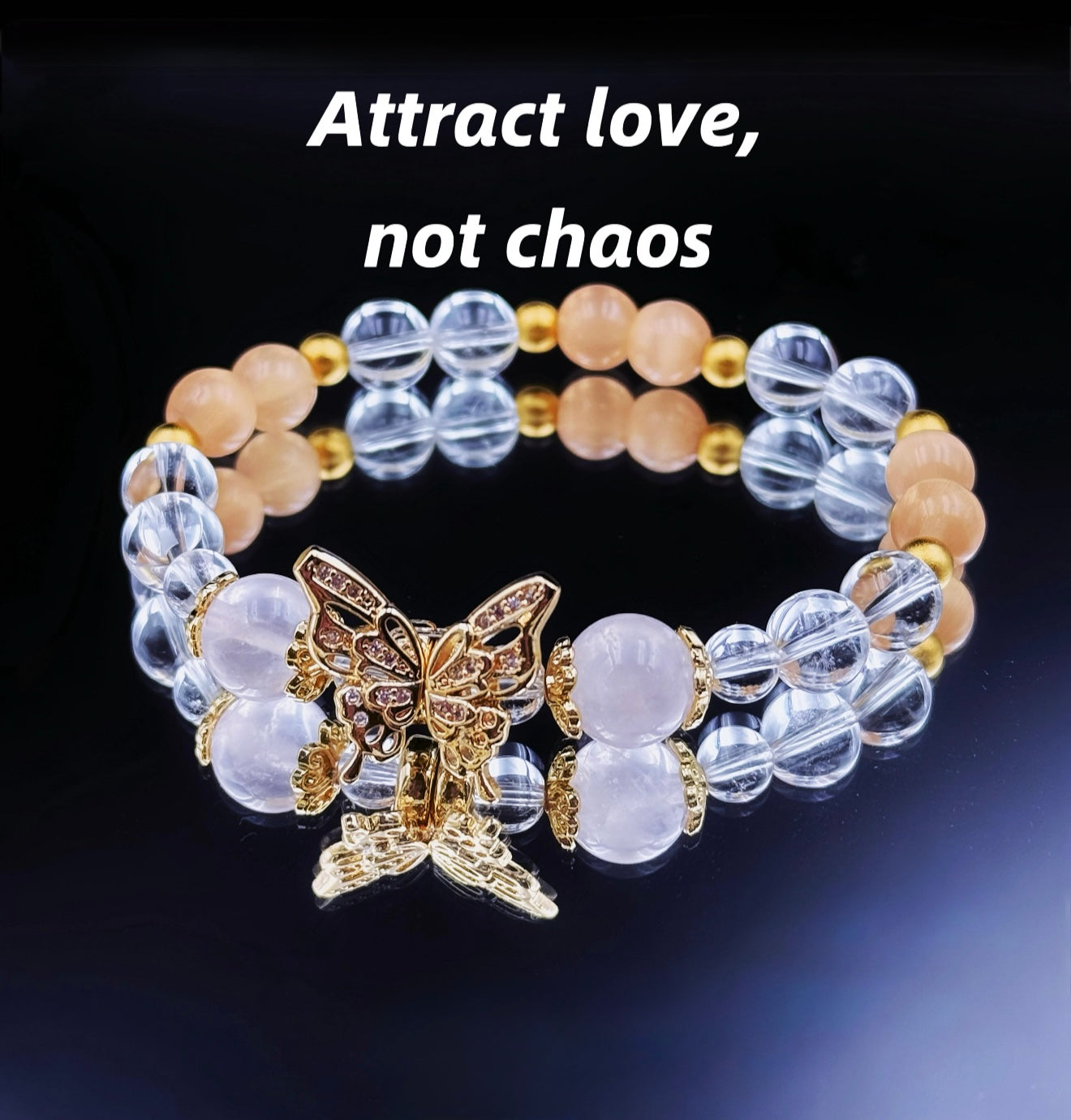 Calm Love Bracelet – Rose Quartz, Cat’s Eye & Clear Quartz