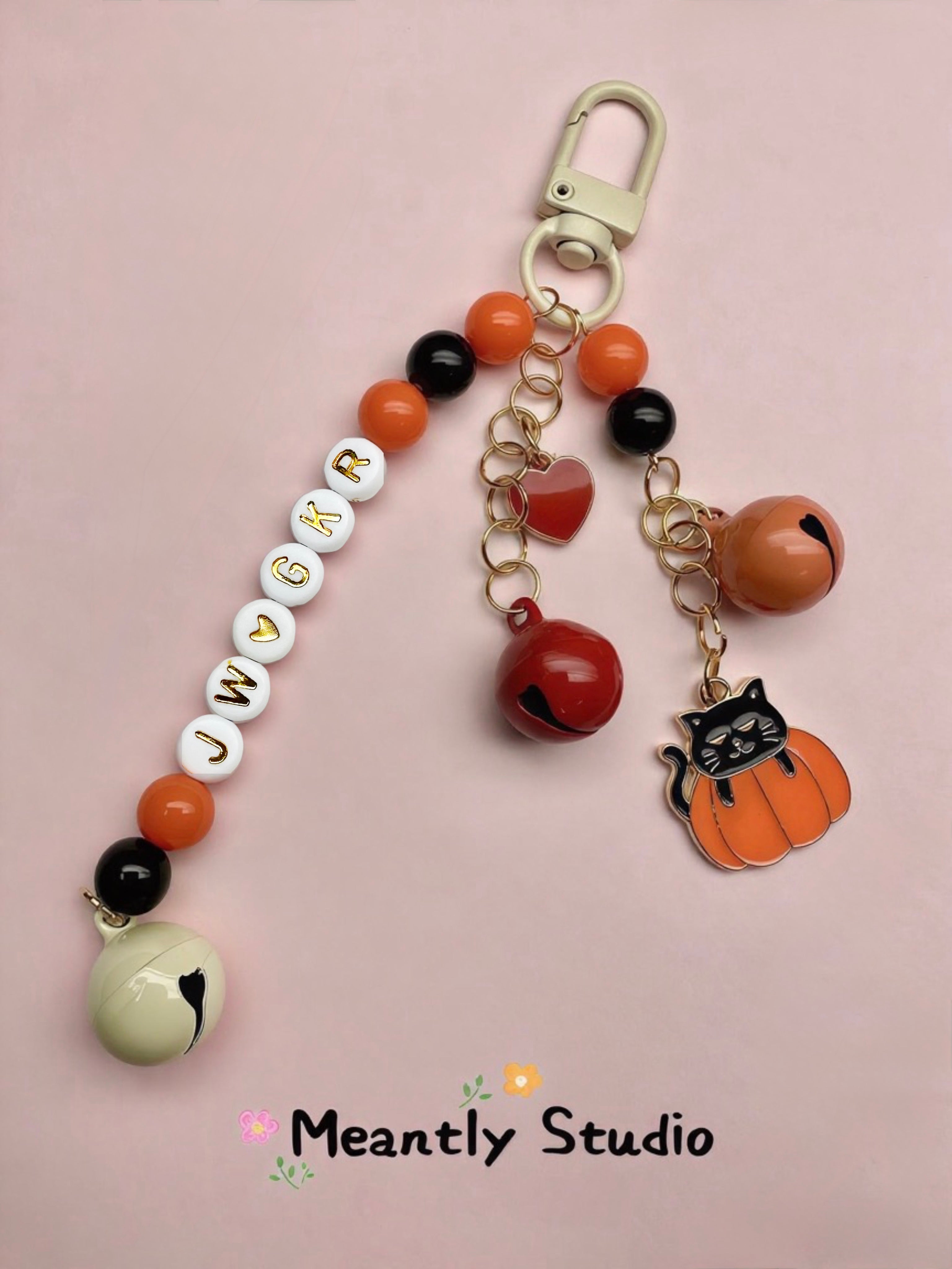 Personalized Halloween Bag Charm: Ghost, Pumpkin, Cat & Vampire