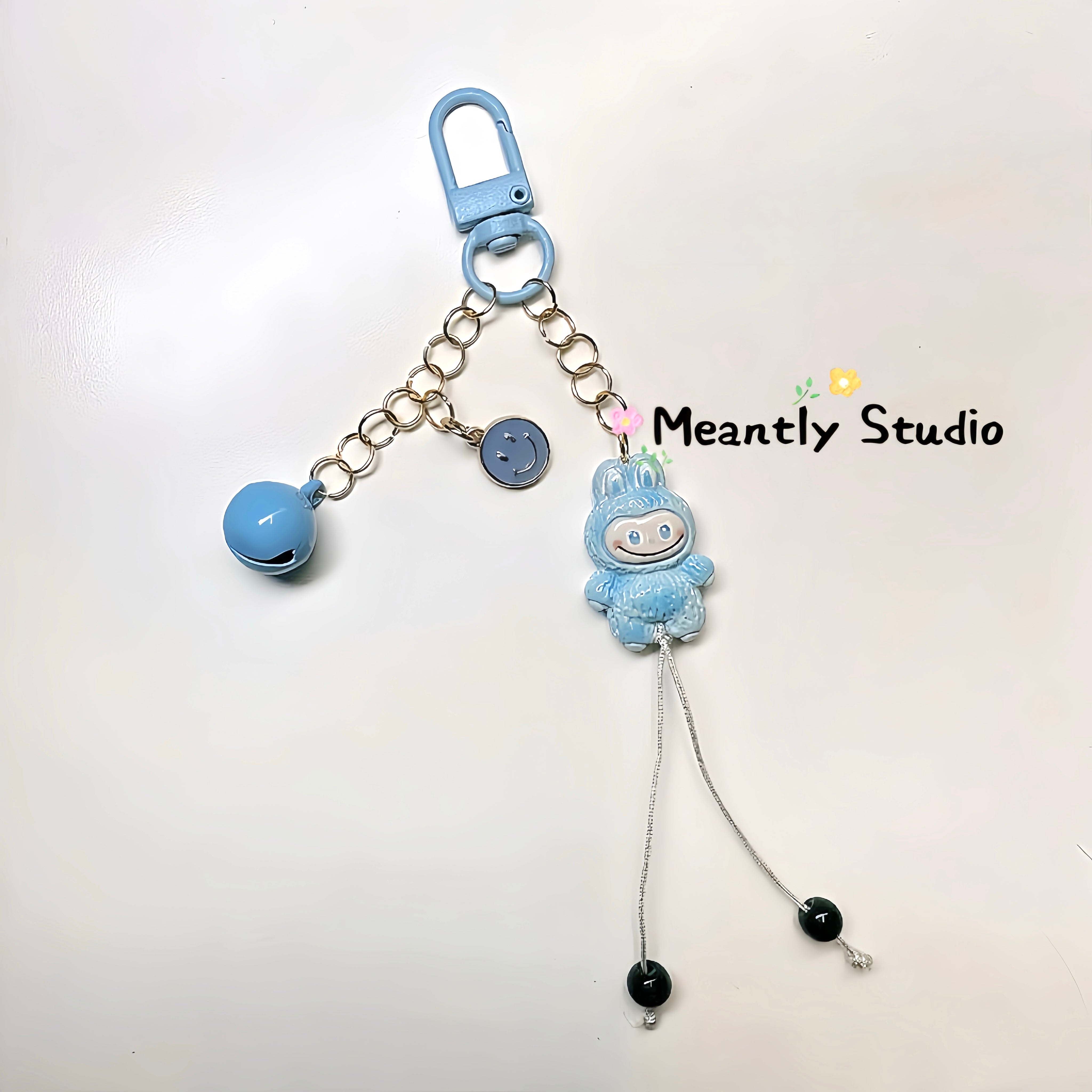 Labubu-Inspired Beaded Keychain: Kawaii Bag Charm with Bell