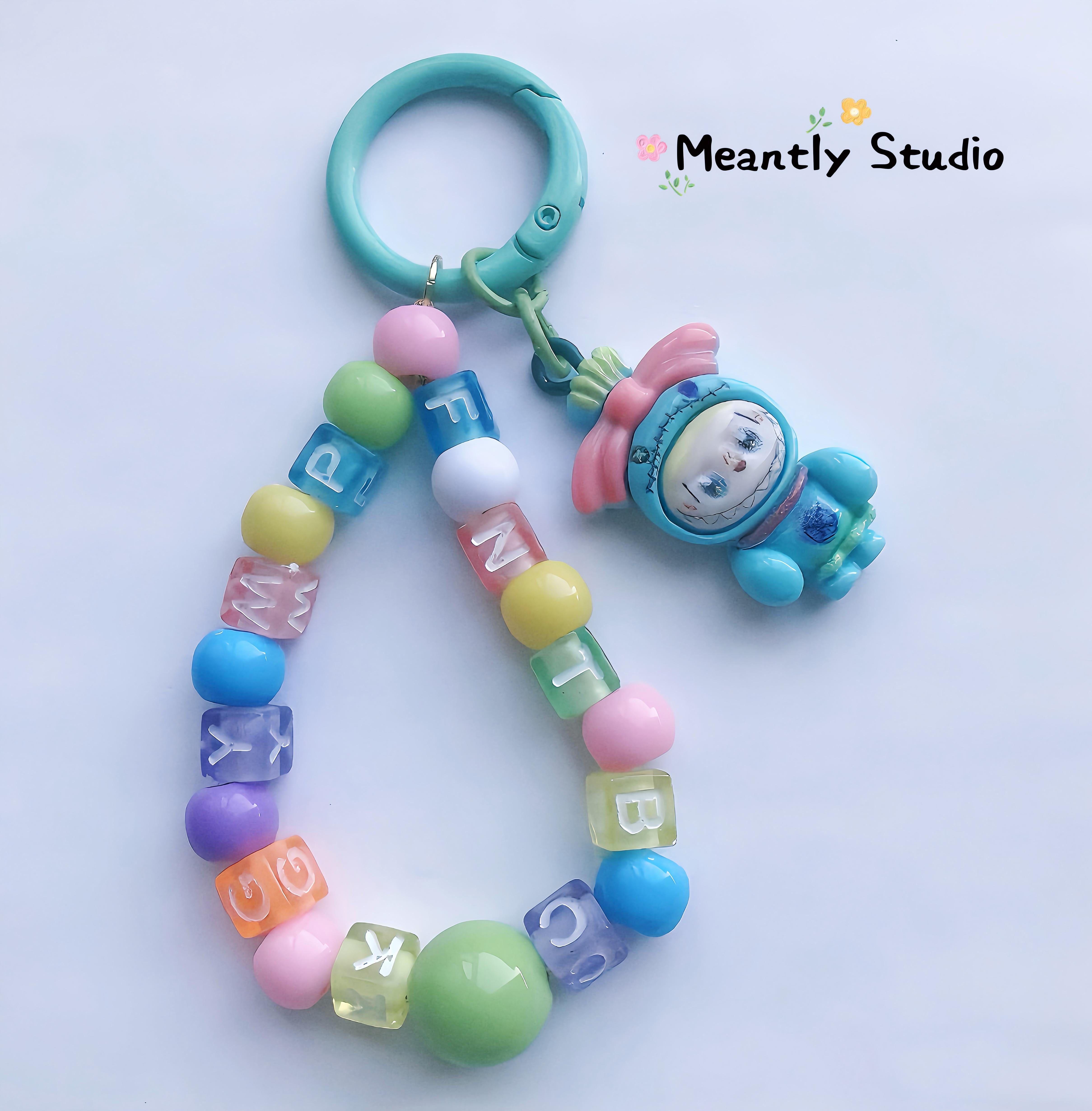 Labubu-Inspired Beaded Keychain: Kawaii Bag Charm with Bell