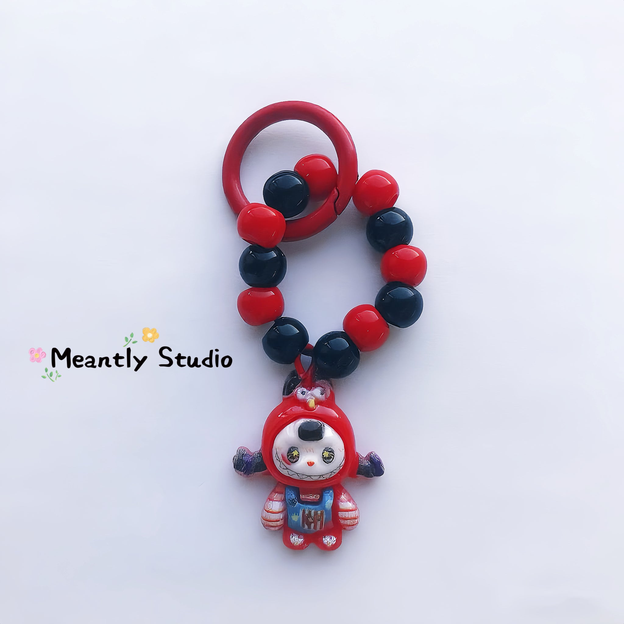 Labubu-Inspired Beaded Keychain: Kawaii Bag Charm with Bell